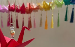 rainbow colour paper cranes