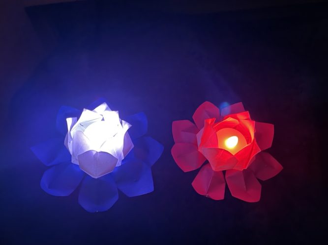 origami flower with LED