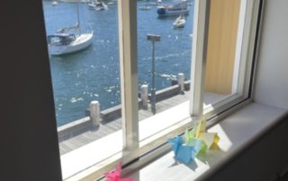 origami bunnies watching over the lavender bay